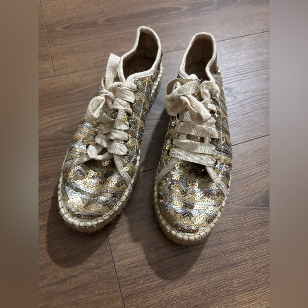 Sequin Lace-Up Espadrille Sneakers Toni Pon